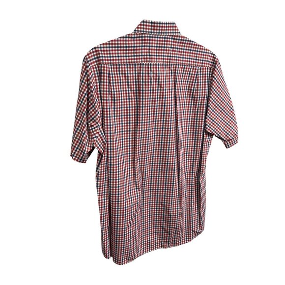 Haupt Mens Red/Blue/White Gingham Short Sleeve Button-Up Shirt L 16.5 41/42 - Picture 2 of 6